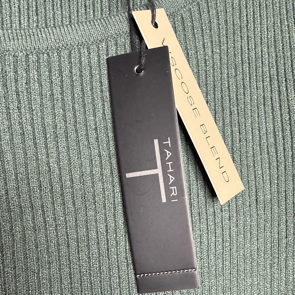 Tahari Sage Long Sleeve Ribbed Midi Dress- Size S- NWT - Picture 2 of 7